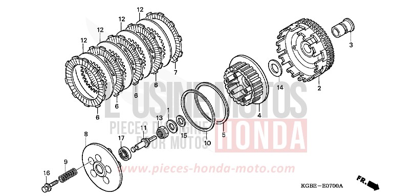KUPPLUNG von Shadow VT125C MYSTERY RED METALLIC (R231) von 2001